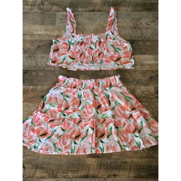 Anthropologie Breezy Cover-up Skirt Set Size Medium Smocked Waist Band & Back - Picture 7 of 8